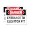 Signmission Entrance To Elevator Pit Danger Sign, Vinyl Decal, 10in W x 7in L, 2PK OS-2PACK-DS-D-710-L-1654 - alternate 1